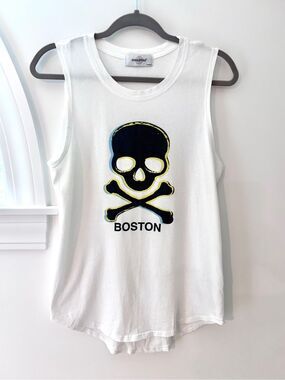 Soulcycle Logo Skull Muscle Tank Top White Womens M Cycling Workout Activewear